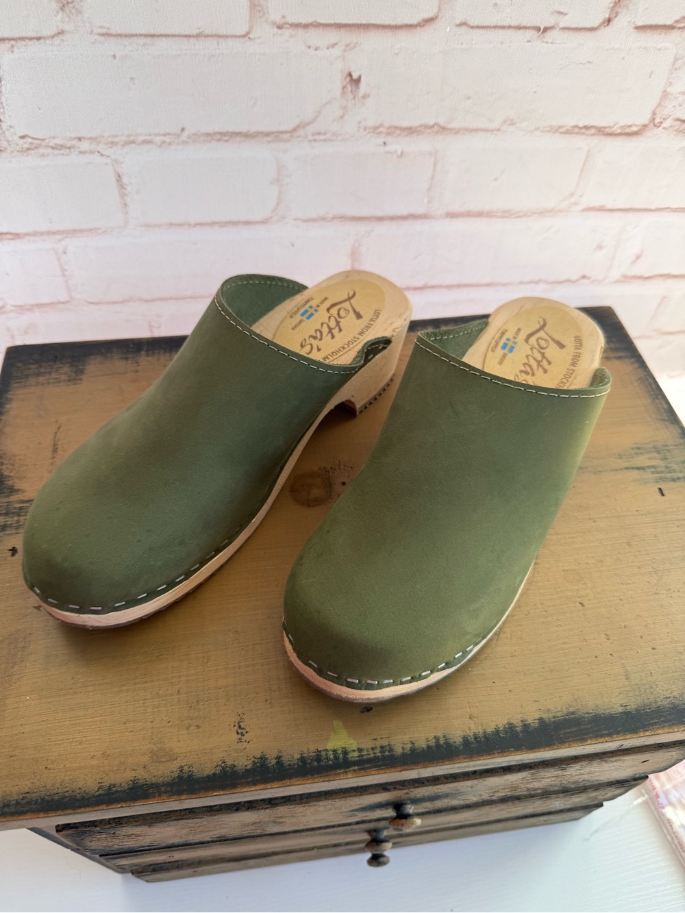 Lotta from Stockholm Olive Green Women's Clog Mules